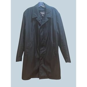 Men's MICHAEL‎ Michael Kors Black Button-up Coat Overcoat Trench Coat Size 42L